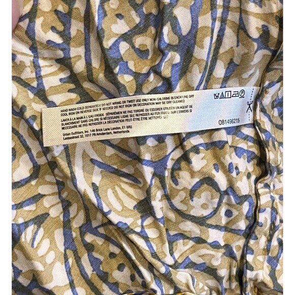 Anthropologie Slip Dress Women’s Size XL Gold Blue Paisley Print Lace - Picture 8 of 10